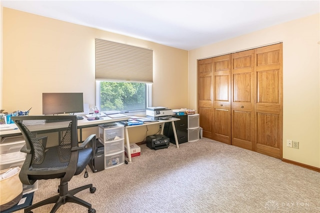 view of carpeted office space