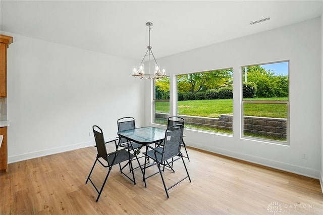 300 Grassy Creek Way, Washington Twp, OH 45458 - dining room featuring light wood-type flooring, baseboards, a chandelier, and plenty of natural light
