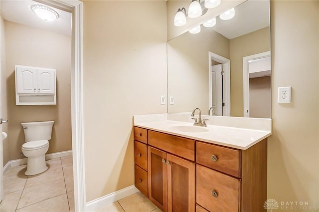 bathroom featuring tile patterned flooring, vanity, and toilet