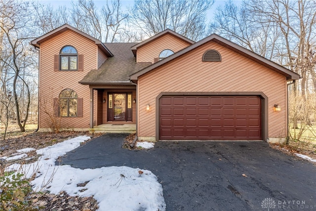 view of front property with a garage