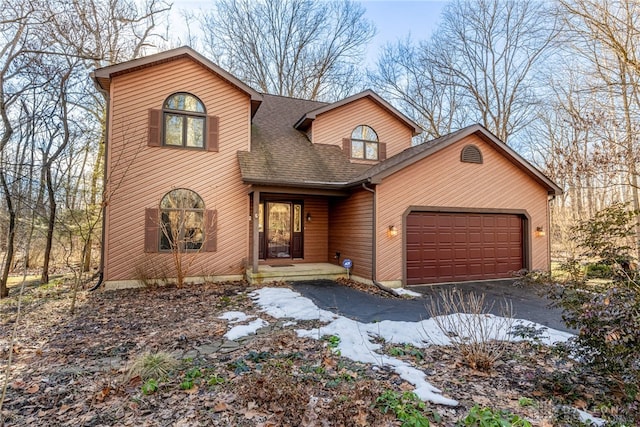 front facade with a garage