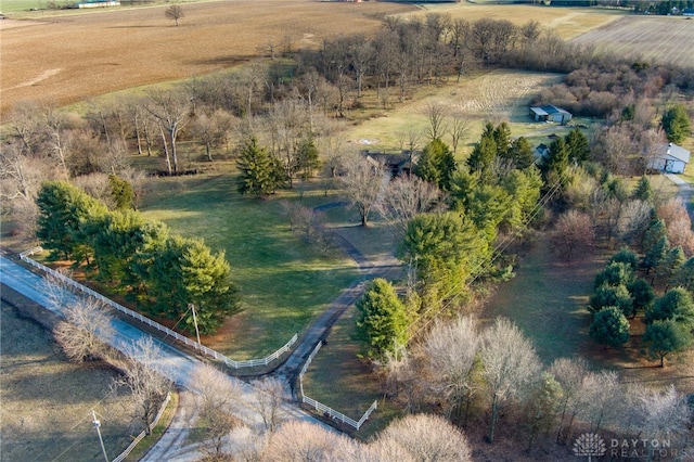 bird's eye view with a rural view