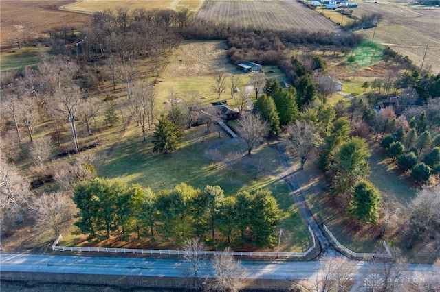 aerial view featuring a rural view