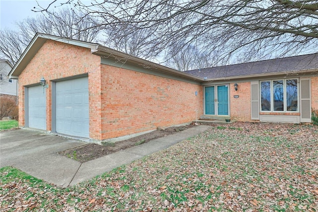 exterior space with a garage