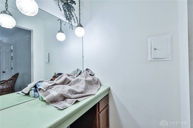 bathroom with vanity and electric panel