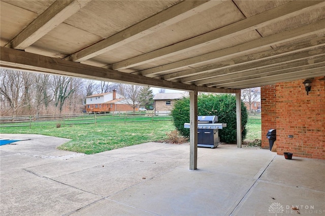 view of patio with a grill