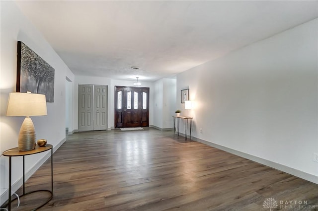 foyer entrance featuring dark wood-type flooring