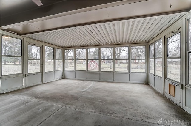 view of unfurnished sunroom