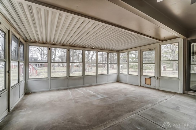 view of unfurnished sunroom