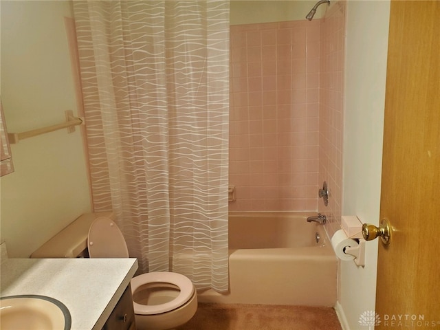 full bathroom featuring shower / tub combo, toilet, and sink