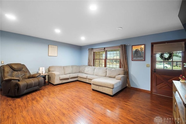 living room with wood-type flooring