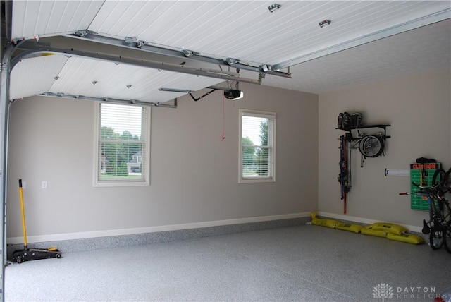 garage with a garage door opener