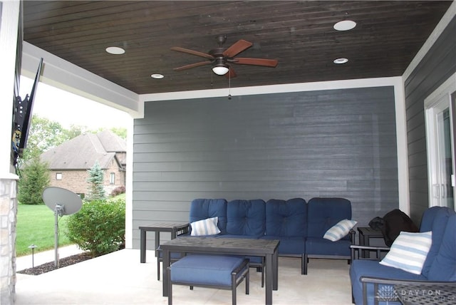 view of patio / terrace with outdoor lounge area and ceiling fan