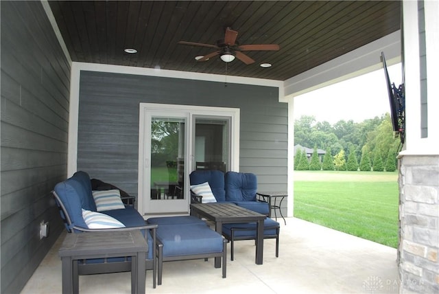 view of patio with ceiling fan