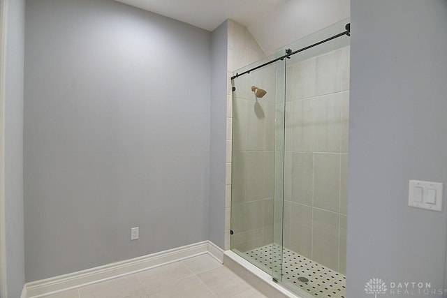 9460 Banyan Ct, Centerville, OH 45458 - bathroom with tile patterned floors, a stall shower, and baseboards