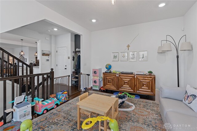 game room featuring hardwood / wood-style floors