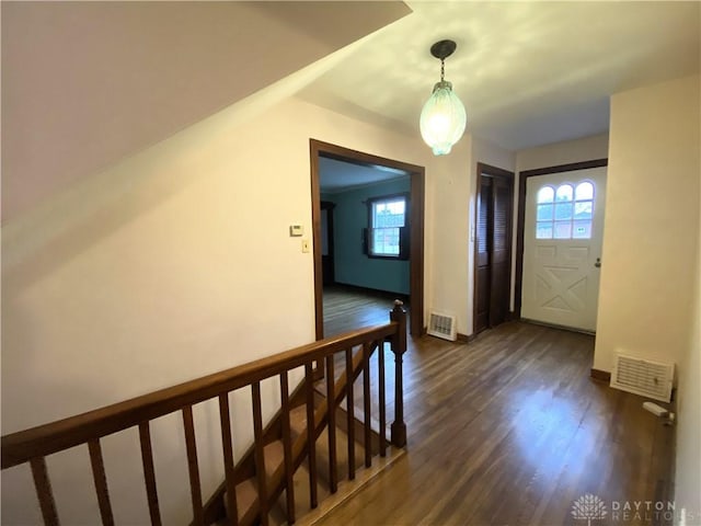 hallway featuring dark hardwood / wood-style flooring