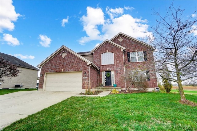 view of front property featuring a garage and a front yard