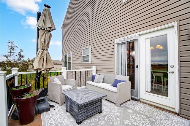 deck featuring an outdoor living space