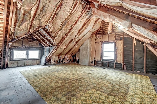 attic featuring a healthy amount of sunlight