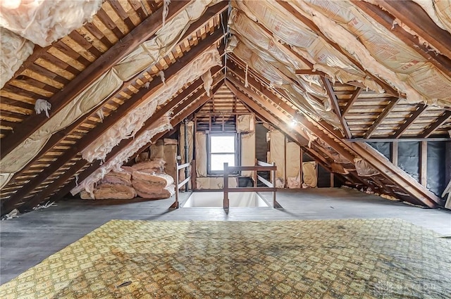 view of unfinished attic