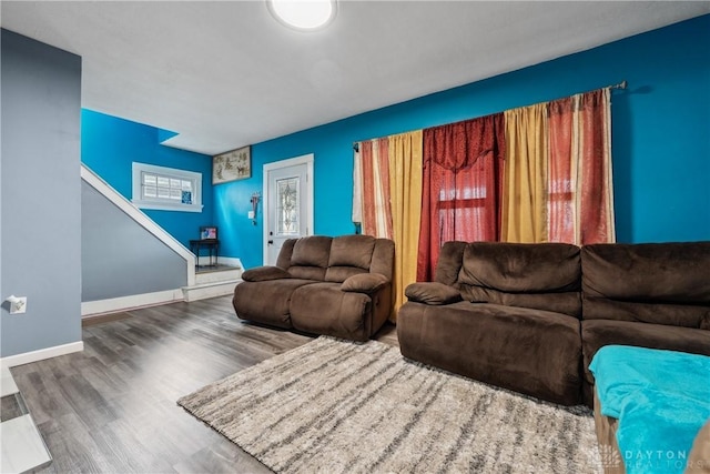 living room featuring hardwood / wood-style flooring