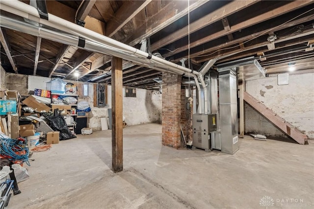 basement with heating unit