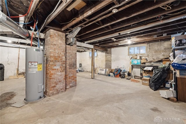 basement with water heater