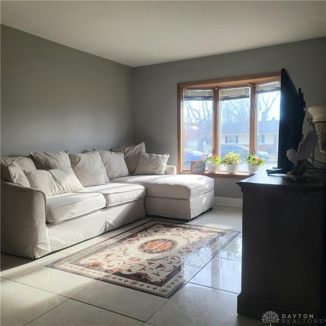 view of tiled living room