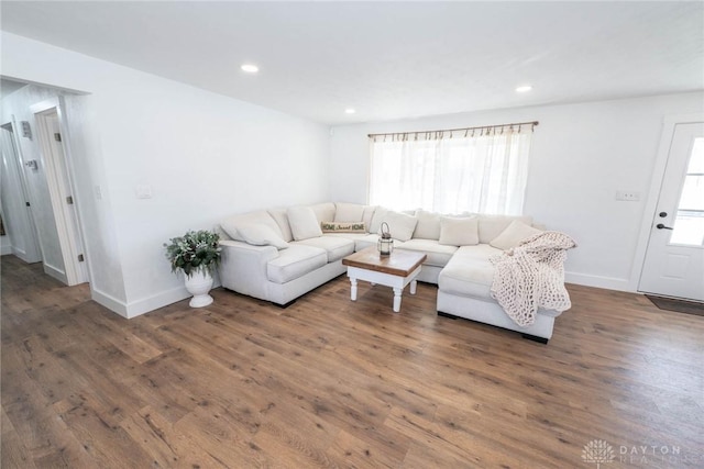 330 W Spring St, Eaton, OH 45320 - living area with wood finished floors, baseboards, and recessed lighting