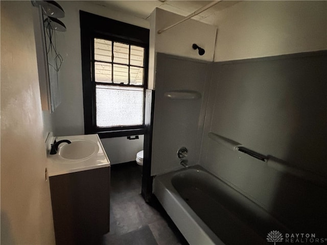 full bathroom with vanity, toilet, and shower / bathing tub combination