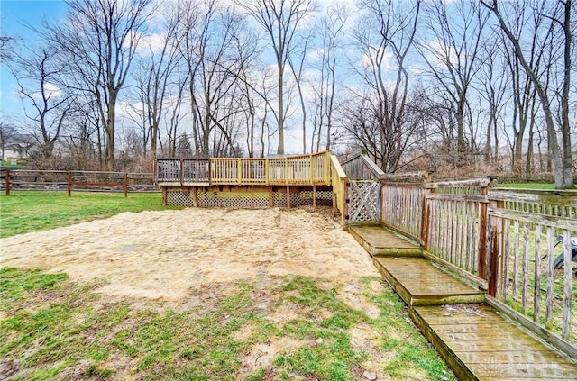 view of yard featuring a deck