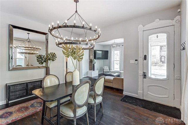 dining room featuring dark wood-type flooring