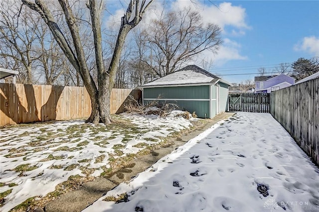 view of yard covered in snow