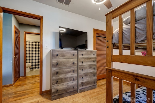 bedroom with light hardwood / wood-style flooring