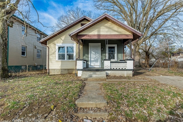 bungalow featuring covered porch