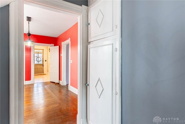 hallway with wood-type flooring