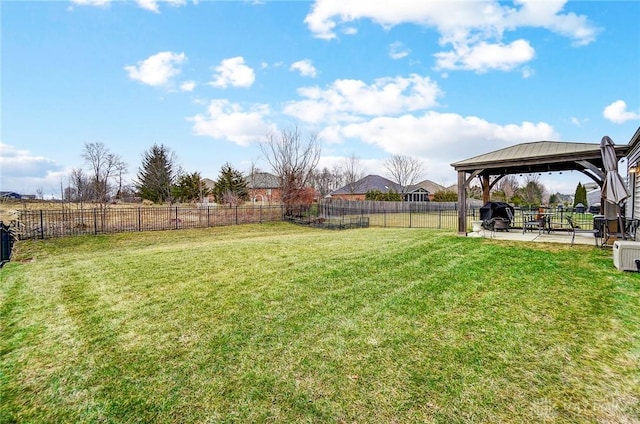 view of yard with a gazebo and a patio