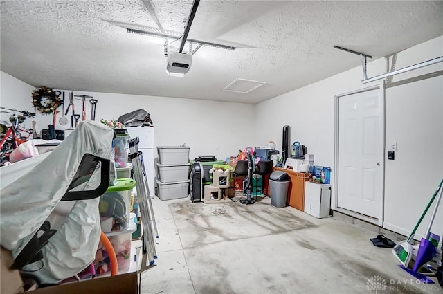 garage with a garage door opener