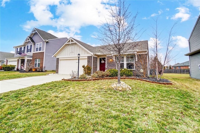 view of front of house with a garage and a front yard