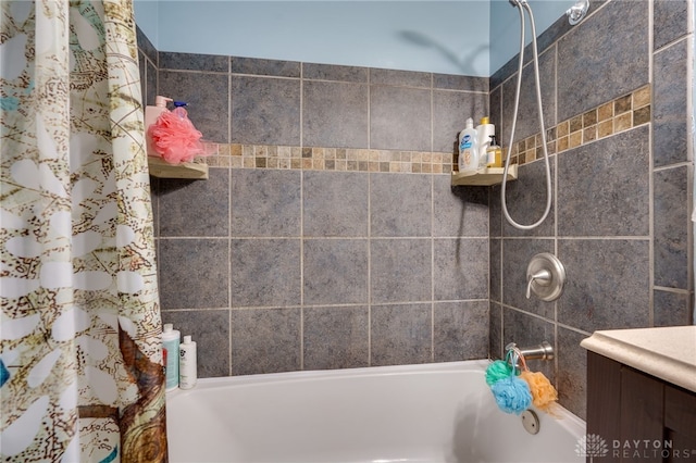 bathroom with shower / bath combination with curtain