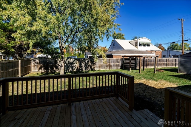 deck with a lawn