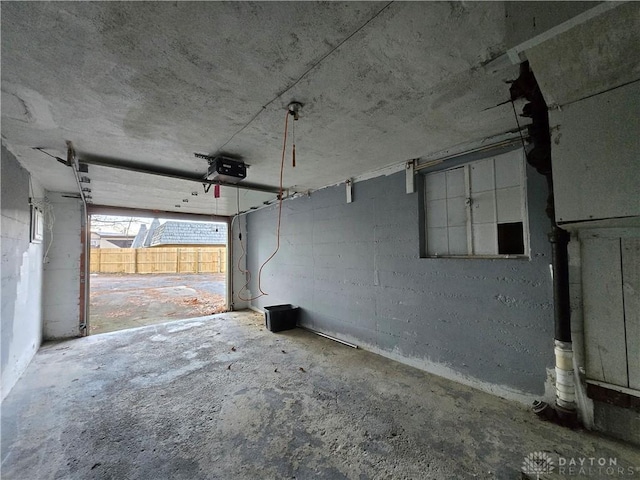 garage with a garage door opener