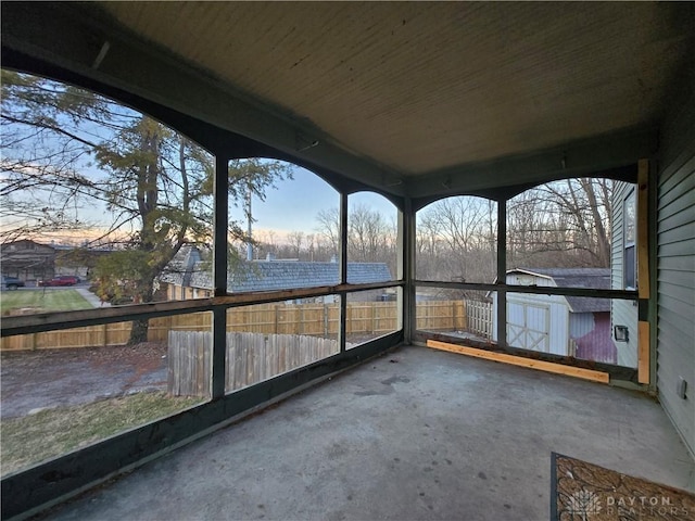 view of unfurnished sunroom