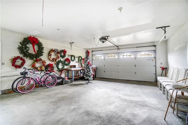 garage with a garage door opener