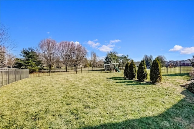 view of yard featuring a playground