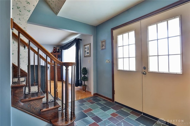 foyer entrance with french doors