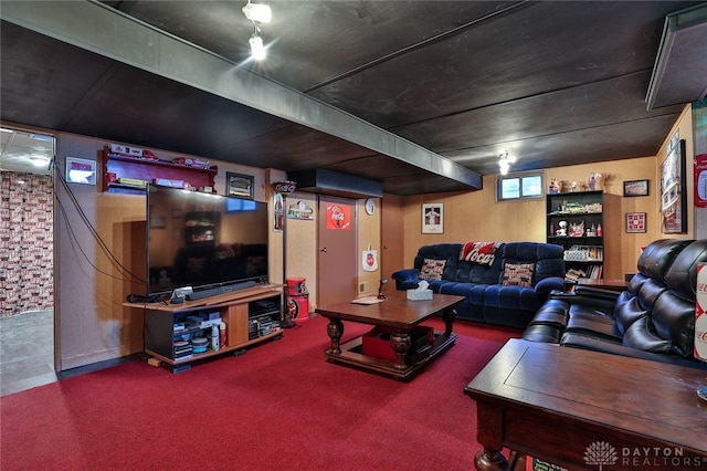 living room with carpet flooring