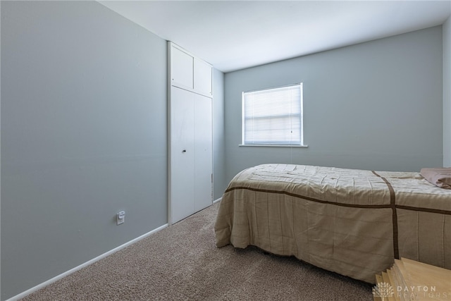 bedroom with a closet and carpet