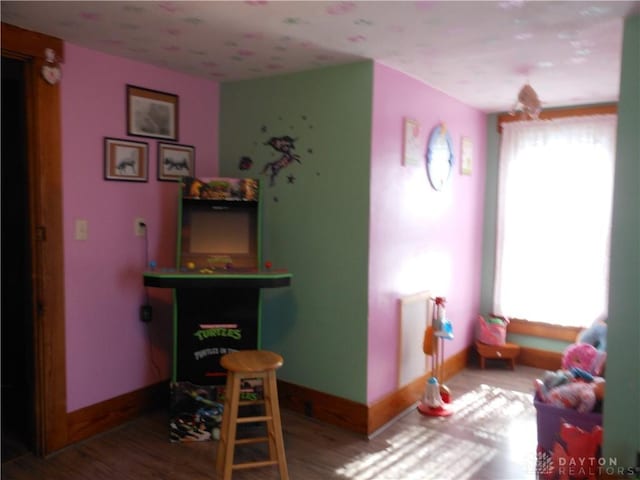 playroom featuring hardwood / wood-style floors and a wealth of natural light